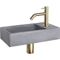Differnz Force fonteinset – 40x22x8 cm – beton grijs – gebogen mat gouden kraan 38.400.70