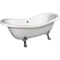 Polysan Charleston Vrijstaand bad 188x83x69cm, chroom matte poten, wit
