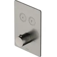 Hotbath Douchethermostaat cobber inbouw 2 pushbuttons vierkant geborsteld nikkel