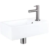 Differnz Fonteinset force keramiek 40x22x11.5 cm wit met rechte kraan mat chroom