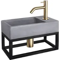 Differnz Force fonteinset beton met frame en gebogen kraan mat goud