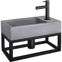 Differnz Force fonteinset beton met frame en rechte kraan mat zwart