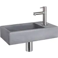 Differnz Fonteinset force beton 40x22x8 cm donker grijs met rechte kraan mat chroom