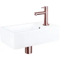 Differnz Force fonteinset – 40x22x11.5 cm – keramiek wit – rechte koperen kraan SW543211/SW705274/SW705490/SW724040