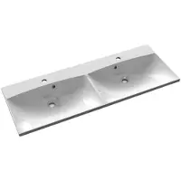 Sapho Maria mineraal marmer wastafel 120x46cm wit 2 kraangaten