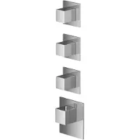 Hotbath mate afbouwdeel high flow met 3 stopkranen vierkant chroom