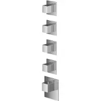 Hotbath mate afbouwdeel high flow met 4 stopkranen vierkant chroom