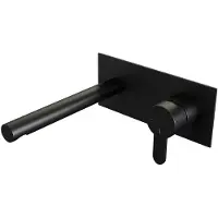 Brauer Black Edition ColdStart wastafelkraan inbouw rechte uitloop met achterplaat model D1 zwart mat