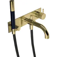 Hotbath Cobber X CX026EXT Afbouwdeel Inbouw Badkraan Met Uitloop - Geborsteld Messing PVD - Kranen, Badkranen, Inbouw Badkranen - 8720143171352