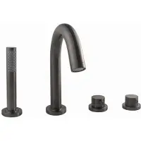 Wiesbaden Badrandthermostaat Caral Afbouwset 4-Gats Gunmetal