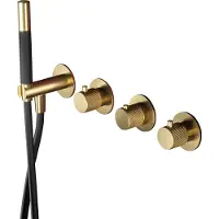 Hotbath Thermostatische douche/badkraan cobberxinbouw met 2 stopkranen en handdouche geborsteld messing pvd