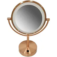 Wiesbaden Scheerspiegel met led verlichting 20 cm staand 5x vergrotend geborsteld koper