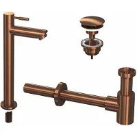 Ink Fonteinkraanset hoog model inclusief waste en design sifon mat rose goud