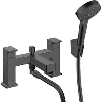 Hansgrohe Badrandmengkraan vernis shape 2-gats met stopkraan en vernis blend handdouche vario mat zwart