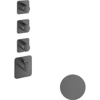 Hotbath Gal High Flow inbouwthermostaat met 3 stopkranen afbouwdeel geborsteld gunmetal PVD