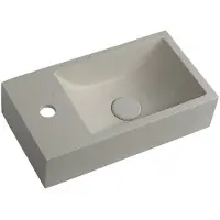 Hak Sapho CREST L wastafel van beton, met overloop, 40x22 cm, wit graniet