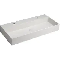 Sapho Wastafel 2 kraangaten quadrado 96x44 cm wit