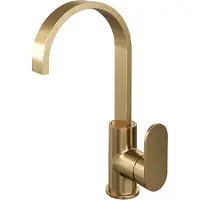 Brauer Gold Edition ColdStart wastafelkraan met draaibare platte uitloop model C geborsteld messing PVD