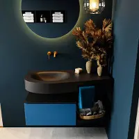 Mondiaz Riva badmeubel 100cm Jeans met 1 lade en wastafel links 0 kraangaten Urban