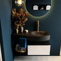 Mondiaz Riva badmeubel 100cm Underlayment met 1 lade en wastafel rechts 1 kraangat Urban