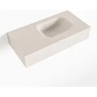 Mondiaz lex linen vrijhangende solid surface wastafel 60 cm. Positie wasbak rechts