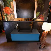 Mondiaz Erin 100cm badmeubel Jeans met 1 lade en zwarte wastafel midden 1 kraangat