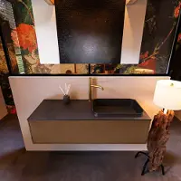Mondiaz Badkamermeubelset erin 120 cm met 1 lade met ridge wastafel rechts urban met 1 kraangat greeploos mat rust