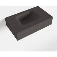 Mondiaz lex dark_grey vrijhangende solid surface wastafel 50 cm. Positie wasbak links