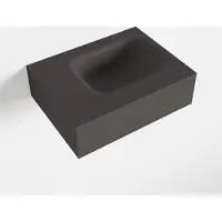 Mondiaz lex dark_grey vrijhangende solid surface wastafel 40 cm. Positie wasbak rechts