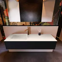 Mondiaz Erin 150cm badmeubel Urban met 1 lade en beige wastafel links 1 kraangat