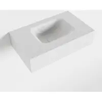 Mondiaz LEX Talc vrijhangende solid surface wastafel 50cm. Positie wasbak rechts