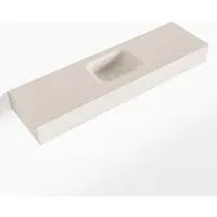 Mondiaz LEX Linen vrijhangende solid surface wastafel 110cm. Positie wasbak midden