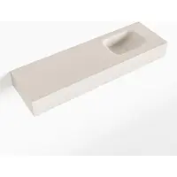 Mondiaz LEX Linen vrijhangende solid surface wastafel 100cm. Positie wasbak rechts