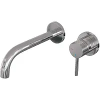 Brauer Inbouw Wastafelmengkraan Chrome Carving Coldstart Gebogen Uitloop Ronde Hendel Rechts Chroom Met Rozetten
