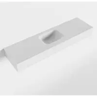 Mondiaz LEX Talc vrijhangende solid surface wastafel 110cm. Positie wasbak midden
