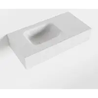 Mondiaz LEX Talc vrijhangende solid surface wastafel 60cm. Positie wasbak links