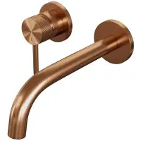Brauer Copper Carving inbouw wastafelmengkraan met gebogen uitloop en rozetten model A2 koper geborsteld PVD