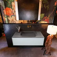 Mondiaz Erin 100cm badmeubel Clay met 1 lade en donkergrijze wastafel midden zonder kraangaten