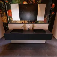 Mondiaz Badkamermeubelset Erin 200 cm met 2 Lades met RIDGE Wastafel Dubbel Urban met 2 kraangaten Greeploos Mat Urban