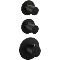 Brauer Regendoucheset Inbouw Black Carving Thermostatisch 20cm met Plafondarm, Glijstang en Handdouche 3-Standen Losse Stopkranen Mat Zwart