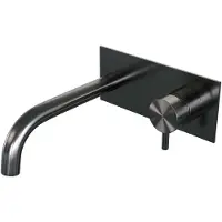 Brauer Gunmetal Edition ColdStart wastafelkraan inbouw gebogen uitloop met achterplaat model B1 gunmetal geborsteld PVD