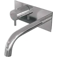 Brauer Inbouw wastafelmengkraan chrome edition coldstart gebogen uitloop korte ronde hendel links chroom met afdekplaat