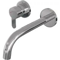 Brauer Inbouw wastafelmengkraan chrome edition coldstart gebogen uitloop korte platte hendel links chroom met rozetten