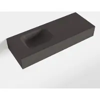 Mondiaz lex dark_grey vrijhangende solid surface wastafel 80 cm. Positie wasbak links