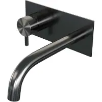 Brauer Gunmetal Edition ColdStart wastafelkraan inbouw gebogen uitloop met achterplaat model B2 gunmetal geborsteld PVD