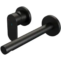 Brauer Inbouw wastafelmengkraan black edition coldstart rechte uitloop platte hendel links mat zwart met rozetten