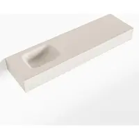 Mondiaz LEX Linen vrijhangende solid surface wastafel 110cm. Positie wasbak links