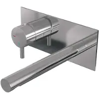 Brauer Chrome Edition ColdStart wastafelkraan inbouw rechte uitloop met achterplaat model B2 chroom
