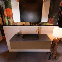 Mondiaz Badkamermeubelset erin 120 cm met 1 lade met ridge wastafel midden urban met 1 kraangat greeploos mat rust