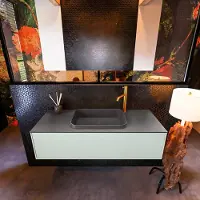 Mondiaz Badkamermeubelset Erin 120 cm met 1 Lade met RIDGE Wastafel Midden Dark grey met 1 kraangat Greeploos Mat Greey